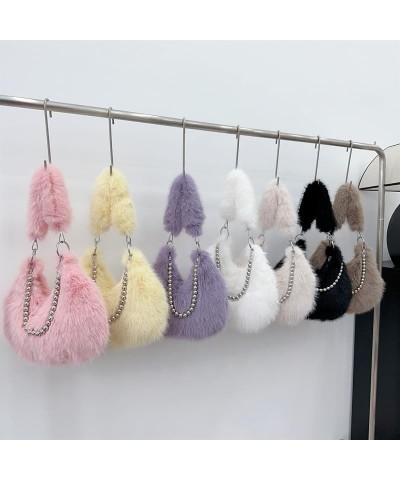 Furry Purse Tote Bags for Girls, Fluffy Soft Handbag for Women Top-Handle Crossbody Shoulder Bag Trendy Plush Clutch Purse Pu...