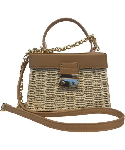 Like Dreams Small Summer Bag for Women Woven Straw Crossbody Vegan Leather Top Handle Plaid Inner Purse, Beach Vacation Tan $...