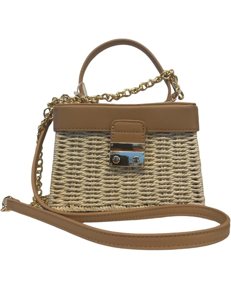 Like Dreams Small Summer Bag for Women Woven Straw Crossbody Vegan Leather Top Handle Plaid Inner Purse, Beach Vacation Tan $...