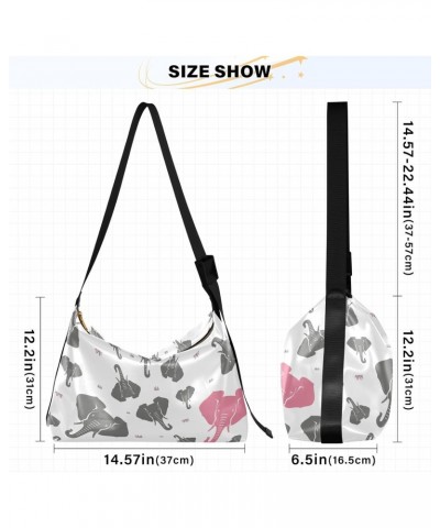 Womens Sling Bags Crossbody Elephant Animal Cute Cartoon Fashion Side Bag Crossbody Girls Leather Zipper Bag $14.00 Hobo Bags