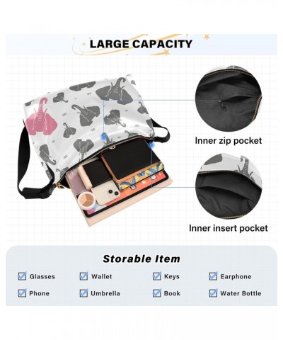 Womens Sling Bags Crossbody Elephant Animal Cute Cartoon Fashion Side Bag Crossbody Girls Leather Zipper Bag $14.00 Hobo Bags