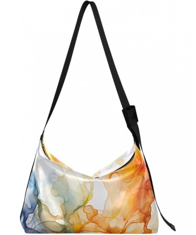 Marble Blue Orange Crossbody Bag for Women Men with Adjustable Strap PU Leather Shoulder Hobo Purse Bag 20849831 $19.13 Shoul...