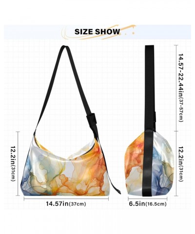 Marble Blue Orange Crossbody Bag for Women Men with Adjustable Strap PU Leather Shoulder Hobo Purse Bag 20849831 $19.13 Shoul...