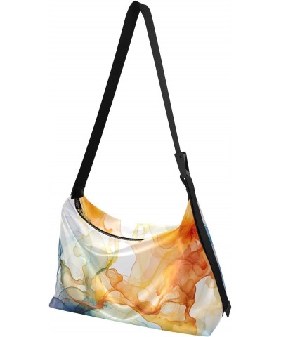 Marble Blue Orange Crossbody Bag for Women Men with Adjustable Strap PU Leather Shoulder Hobo Purse Bag 20849831 $19.13 Shoul...