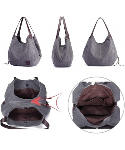 Women Large Casual Canvas Handbag Shoulder Tote Bag Messenger Hobo Tote Satchels Grey $16.52 Totes