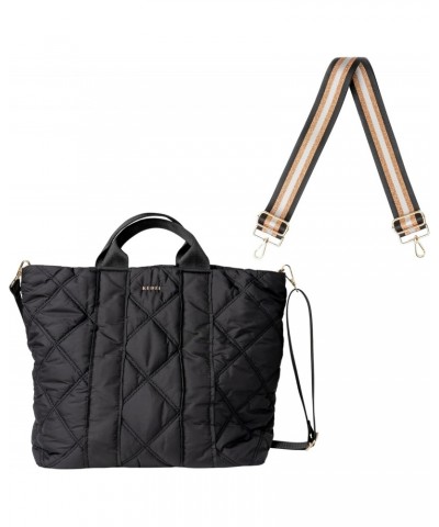 Cloud 9 Quilted Puffer Tote Bag Crossbody Purse (Black) & Interchangeable 2-Inch Bag Strap (24 Carat Black V2) $35.55 Totes