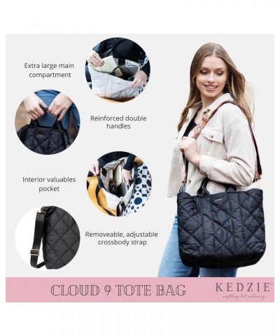 Cloud 9 Quilted Puffer Tote Bag Crossbody Purse (Black) & Interchangeable 2-Inch Bag Strap (24 Carat Black V2) $35.55 Totes