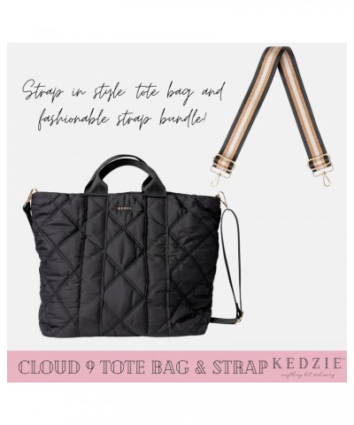 Cloud 9 Quilted Puffer Tote Bag Crossbody Purse (Black) & Interchangeable 2-Inch Bag Strap (24 Carat Black V2) $35.55 Totes