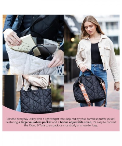 Cloud 9 Quilted Puffer Tote Bag Crossbody Purse (Black) & Interchangeable 2-Inch Bag Strap (24 Carat Black V2) $35.55 Totes