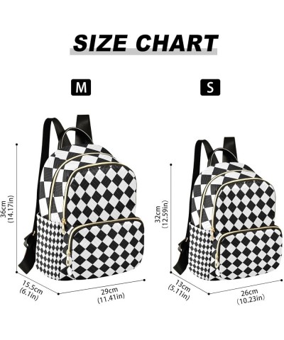 Small Backpack for Women Travel Bag Black White Rhombuses Checkered Daypack Purse Fashion Shoulder Bag Rucksack Medium B390 $...