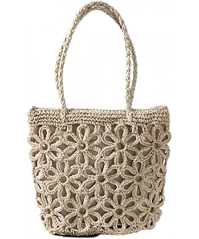 Boho Chic Straw Woven Bag with Hollow Flower Design Women's Shoulder Bag for Beach Vacations and Summer Getaways Beige $13.20...