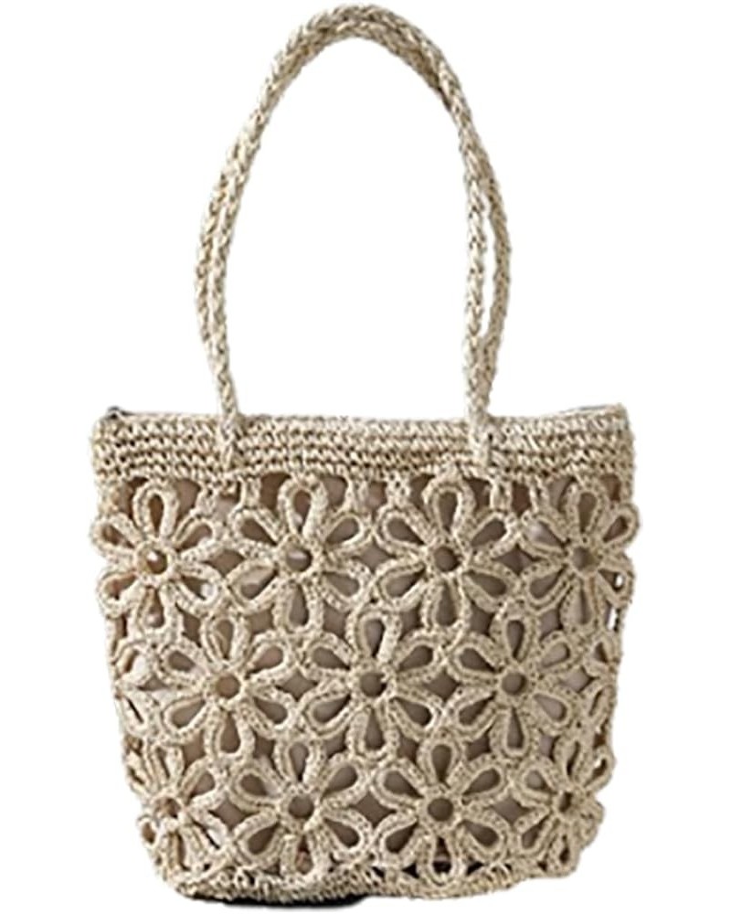 Boho Chic Straw Woven Bag with Hollow Flower Design Women's Shoulder Bag for Beach Vacations and Summer Getaways Beige $13.20...