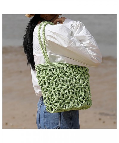 Boho Chic Straw Woven Bag with Hollow Flower Design Women's Shoulder Bag for Beach Vacations and Summer Getaways Beige $13.20...