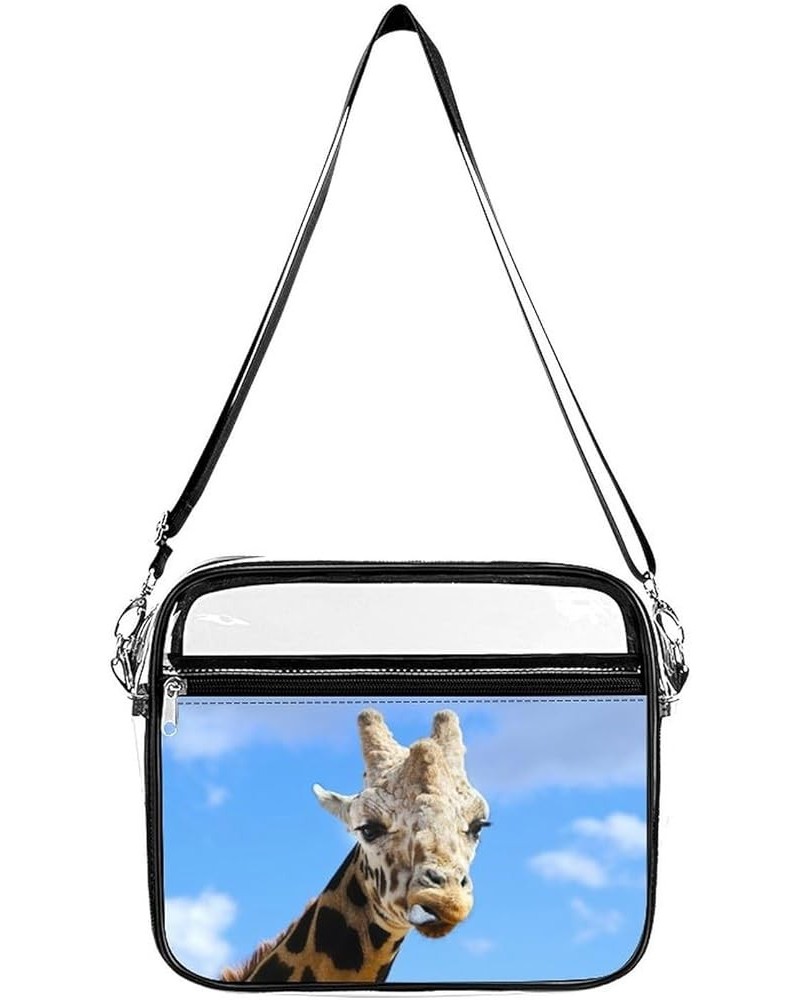 Giraffe Clear Crossbody Shoulder Purse Bag for Men Women, Stadium Clear Messenger Bag Style $13.99 Crossbody Bags