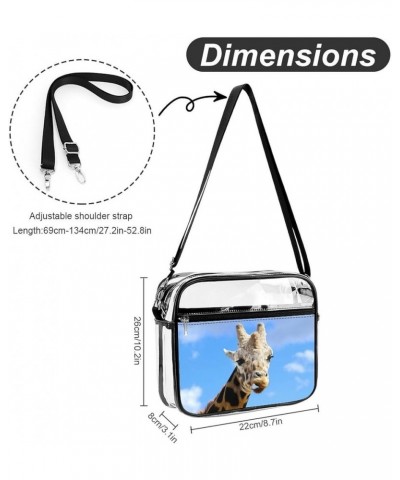 Giraffe Clear Crossbody Shoulder Purse Bag for Men Women, Stadium Clear Messenger Bag Style $13.99 Crossbody Bags