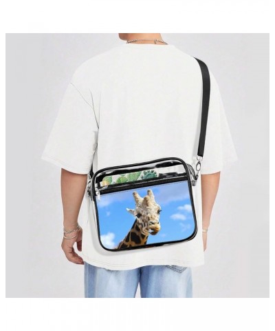 Giraffe Clear Crossbody Shoulder Purse Bag for Men Women, Stadium Clear Messenger Bag Style $13.99 Crossbody Bags