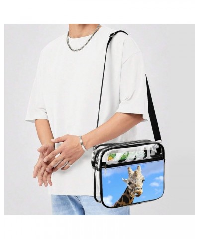 Giraffe Clear Crossbody Shoulder Purse Bag for Men Women, Stadium Clear Messenger Bag Style $13.99 Crossbody Bags