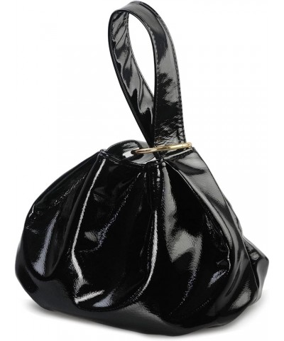 Women's Glossy Clutch Patent Vegan Leather Hobo Top Handle Bag Small Tote Black $14.05 Clutches