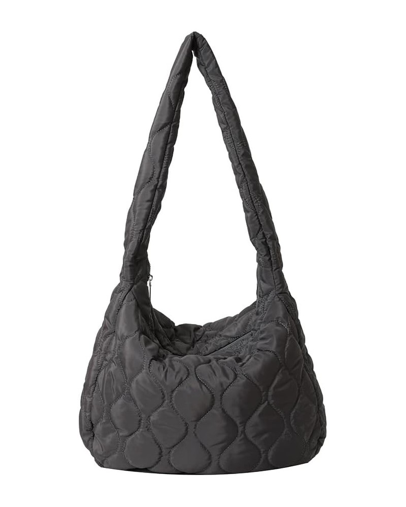 Quilted Tote Bag for Women Puffer Crossbody Bag Quilted Padding Shoulder Bag Winter Lightweight Puffy Hobo Bag A08-grey $12.4...