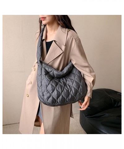 Quilted Tote Bag for Women Puffer Crossbody Bag Quilted Padding Shoulder Bag Winter Lightweight Puffy Hobo Bag A08-grey $12.4...