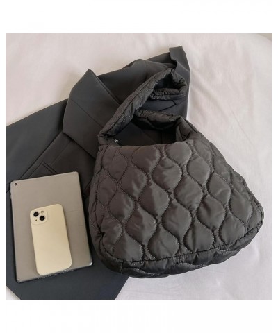 Quilted Tote Bag for Women Puffer Crossbody Bag Quilted Padding Shoulder Bag Winter Lightweight Puffy Hobo Bag A08-grey $12.4...