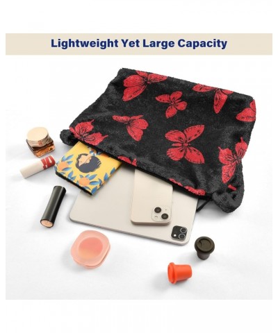 Red Butterflies Shoulder Tote Bags for Women Furry Crossbody bag Hobo Handbag Purses for Travel Work College $12.38 Totes