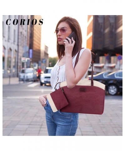 Canvas Tote Bag for Women Large Capacity Handbag Casual Lightweight Shoulder Bag Top Handle Handbag Purple $28.10 Totes