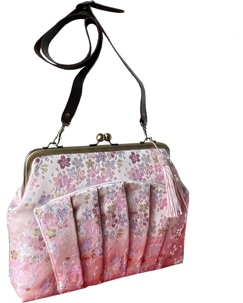 Kiss Lock Purse Handbag Crossbody Bag/Handmade in Japan Shoulder Bag 2-Way Bag Evening Clutch Cherry Blossom Pink, Pink $57.8...