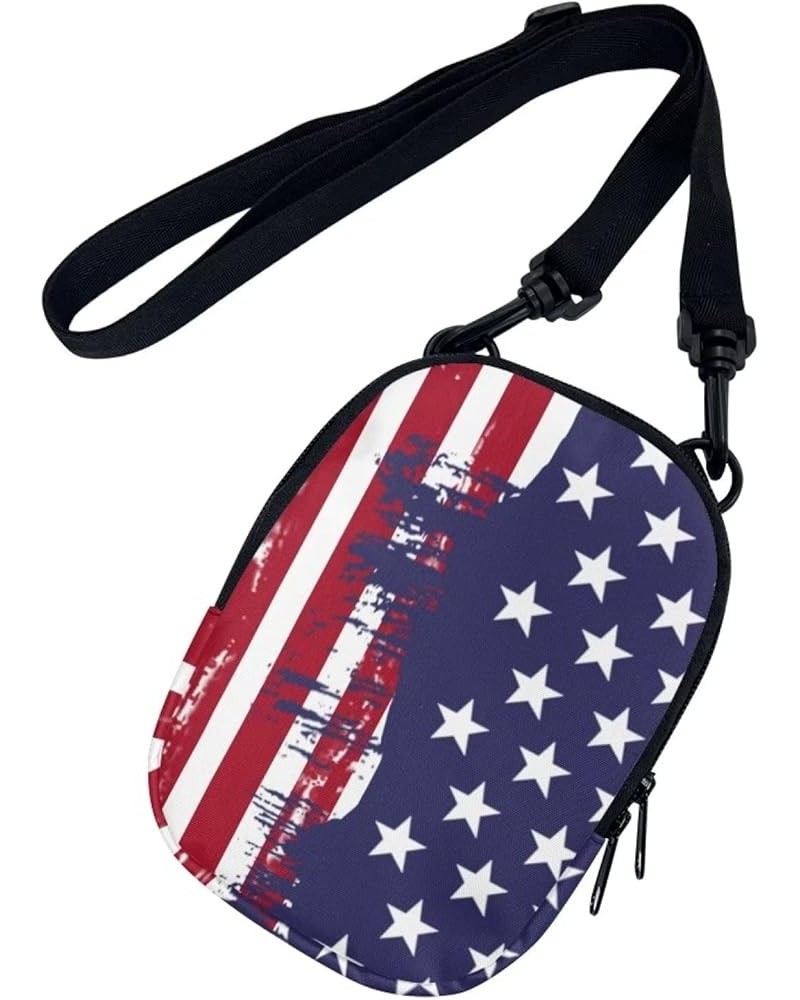 Mini Crossbody Bags for Women and Mens Sling Shoulder Satchel with Adjustable Strap American Flag Stars $10.00 Crossbody Bags