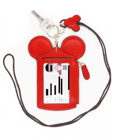 ID Holder With Lanyard Badge Holder,PU Leather newchic Cute Animal Shape neck wallet for Women(Red) Red $5.79 Wallets