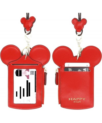 ID Holder With Lanyard Badge Holder,PU Leather newchic Cute Animal Shape neck wallet for Women(Red) Red $5.79 Wallets