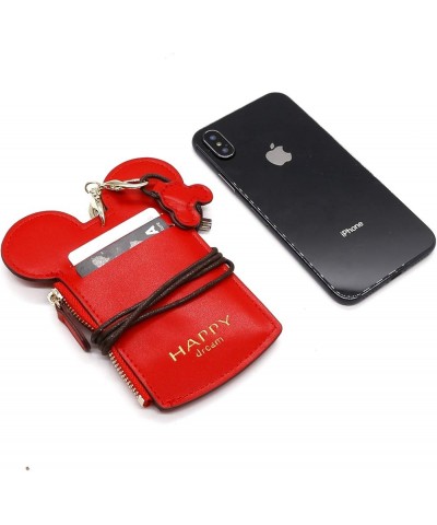 ID Holder With Lanyard Badge Holder,PU Leather newchic Cute Animal Shape neck wallet for Women(Red) Red $5.79 Wallets