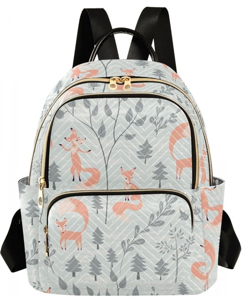 Fox in Forest Christmas Women Backpack Purse Shoulder Bag Color Medium $14.19 Backpacks