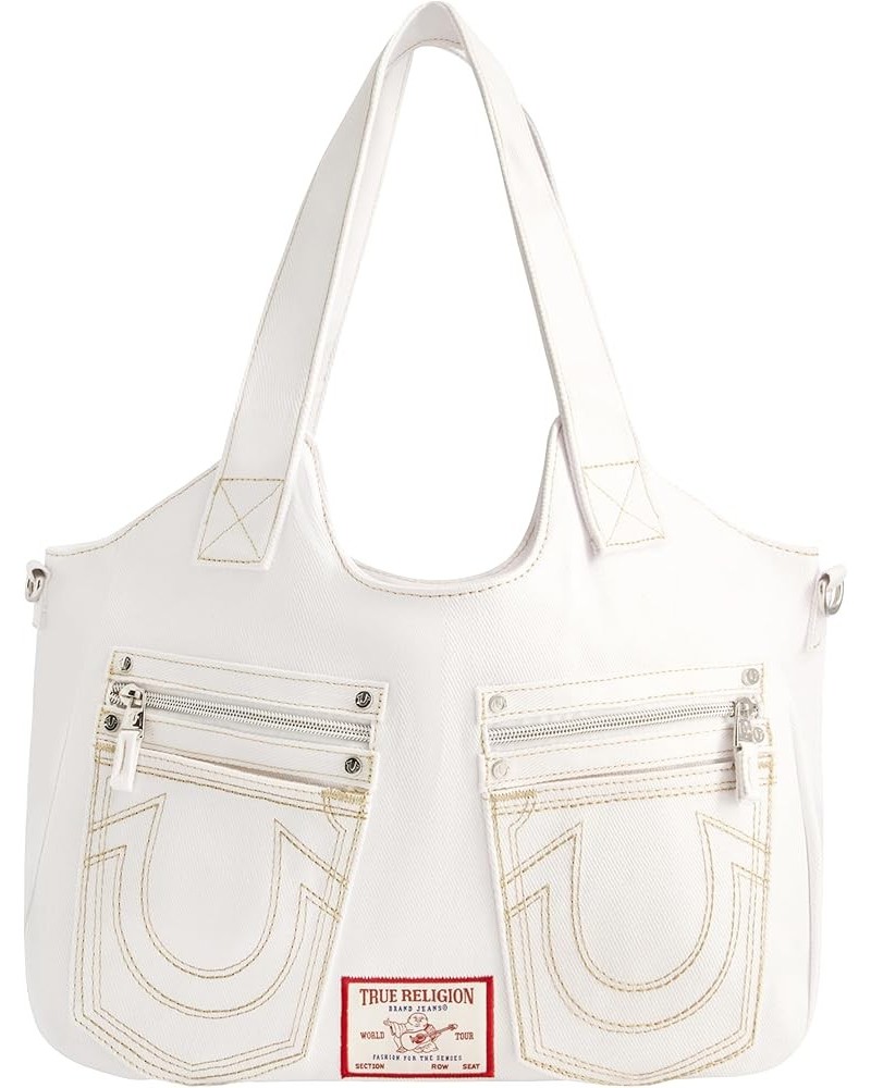 Women's Satchel Bag, Crossbody Purse Handbag with Horseshoe Logo Stitching White $27.50 Crossbody Bags