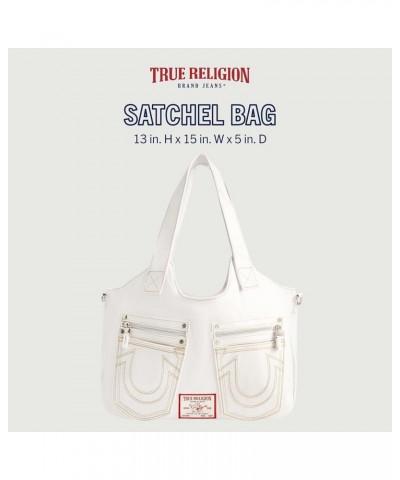 Women's Satchel Bag, Crossbody Purse Handbag with Horseshoe Logo Stitching White $27.50 Crossbody Bags