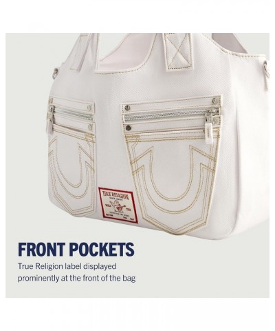 Women's Satchel Bag, Crossbody Purse Handbag with Horseshoe Logo Stitching White $27.50 Crossbody Bags