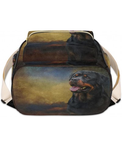 Rottweiler Dog Mini Backpack Purse for Women Teen Girls, Animal Dog Pattern Leather Small Backpack Lightweight Casual Travel ...