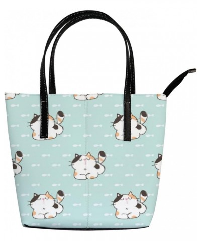 Fashionable women's handbag tote bag, Cute Cartoon Catprinted shoulder bag is light and durable $24.99 Shoulder Bags