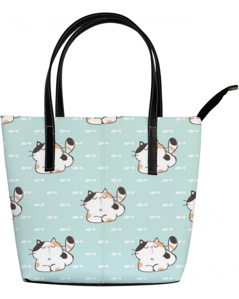 Fashionable women's handbag tote bag, Cute Cartoon Catprinted shoulder bag is light and durable $24.99 Shoulder Bags