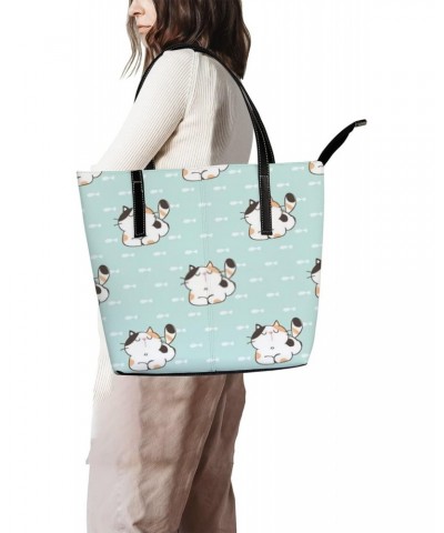 Fashionable women's handbag tote bag, Cute Cartoon Catprinted shoulder bag is light and durable $24.99 Shoulder Bags