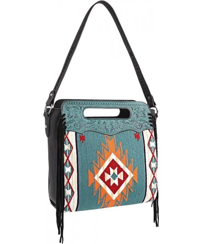 Aztec Tapestry Collection Tote Bag Western Shoulder Handbag and Crossbody Purse for Women Diamond Tote Black $32.39 Satchels