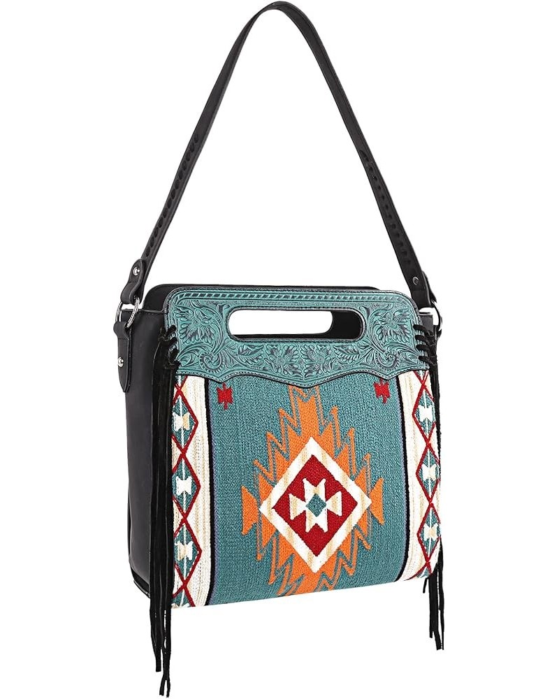 Aztec Tapestry Collection Tote Bag Western Shoulder Handbag and Crossbody Purse for Women Diamond Tote Black $32.39 Satchels