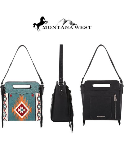 Aztec Tapestry Collection Tote Bag Western Shoulder Handbag and Crossbody Purse for Women Diamond Tote Black $32.39 Satchels