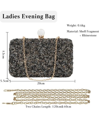 Women Evening Bag Rhinestone Clutch Bag Ladies Handbag With Detachable Chain Bridal Wedding Purse Black $25.63 Evening Bags