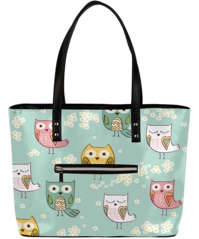 Leather Tote Bag for Women Fashion Shoulder Bag Purses and Handbags Large Capacity Satchel Bags for Work Travel Cute Owls Pai...