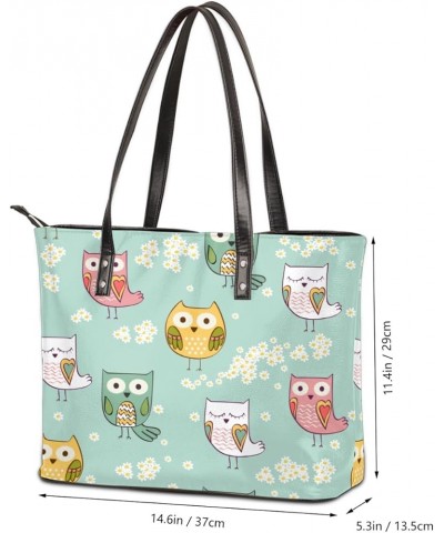 Leather Tote Bag for Women Fashion Shoulder Bag Purses and Handbags Large Capacity Satchel Bags for Work Travel Cute Owls Pai...