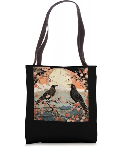 Ukiyo e crow collage art Japanese Art Japanese Woodblock Art Tote Bag $17.30 Totes