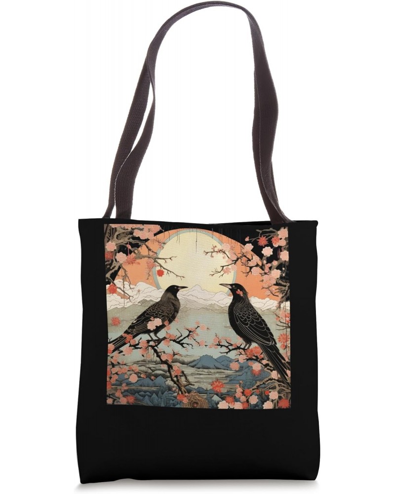 Ukiyo e crow collage art Japanese Art Japanese Woodblock Art Tote Bag $17.30 Totes