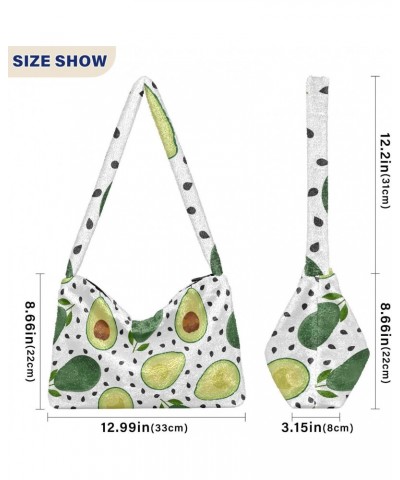 Avocado Fruits Furry Tote Bag for Women Crossbody Bag Shoulder Purses Cross Body Bag with Zipper for Winter $11.75 Totes