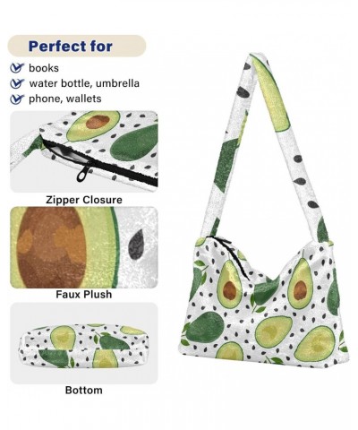 Avocado Fruits Furry Tote Bag for Women Crossbody Bag Shoulder Purses Cross Body Bag with Zipper for Winter $11.75 Totes